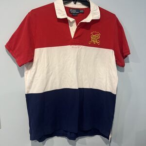 VTG Polo Ralph Lauren Size 2XL Cross Mallets Rugby Crested Shirt Color Block